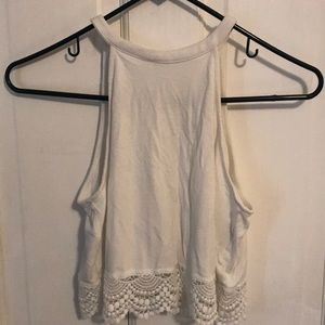 Cute white tie around crop top